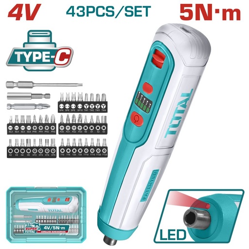 [FH38785] Atornillador a Batería Integrada 4V 5NM (recto) - TSDLI04062 - Total