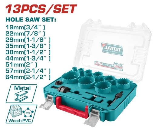 [FH38825] Mechas Copa (sierra Corona) Bimetálicas 19-64MM (p/ Multimaterial) (13 Pzs) - Total