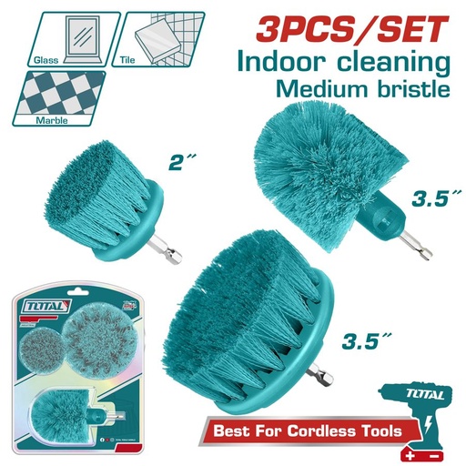 [FH38838] Cepillos de Cerdas Medianas Mod.b (vastago 1/4) (3 Pzs) - Total