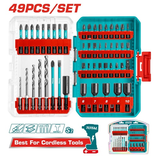 [FH38840] Juego de Puntas Bit para Atornillador de Impacto (49 Pzs) - Total