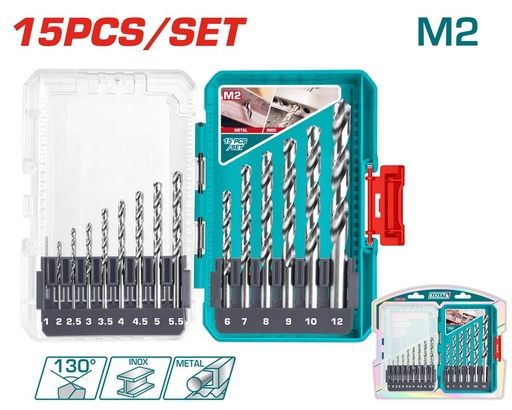 [FH38855] Juego de Mechas Hss M2 (15 Pzs) (p/ Taladro en Metal) - Total