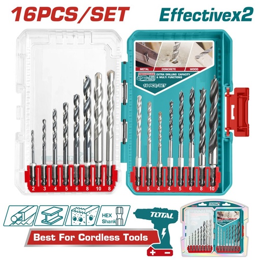 [FH38864] Juego de Mechas Metal, Concreto y Madera (16 Pzs) - TACSDL11608 - Total