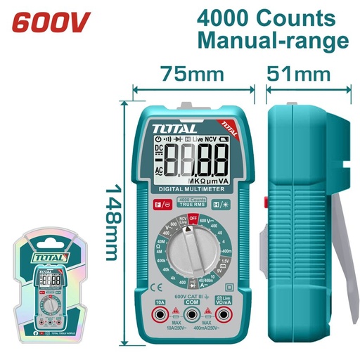 [FH38872] Multimetro Digital 600V (4000 Cuentas) - Total