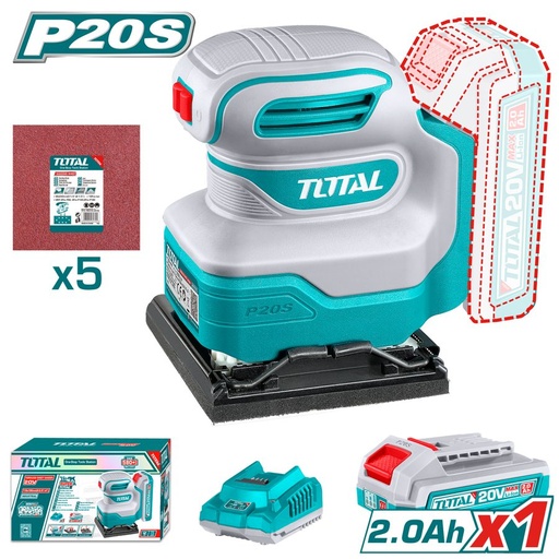 [FH38912] Lijadora Orbital Cuadrada 110X100MM a Batería 20V - Bat/car - TSHSLI20141 - Total