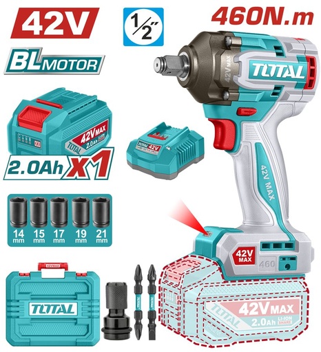[FH38917] Llave de Impacto a Bateria 42V 460NM Bl - Bat/car - TIWLI42461 - Total