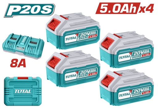 [FH38937] Bateria 5AH (4 Pzs) y Cargador Dos Puertos 20V8A - Total
