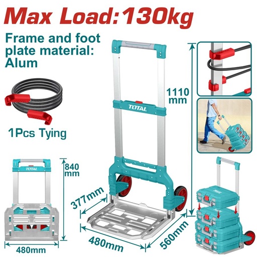 [FH38961] Carrito de Transporte 130KG P/ Cajas Apilables - Total