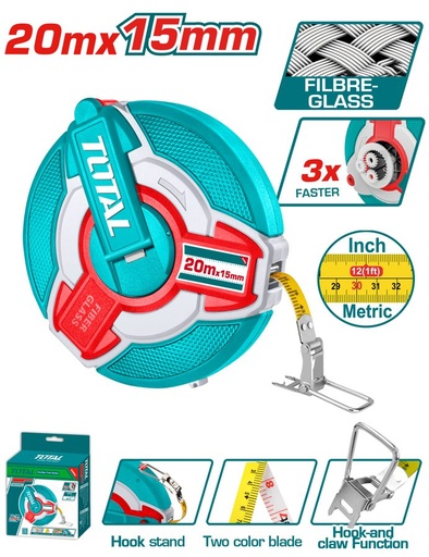 [FH38979] Cinta Metrica de Fibra de Vidrio 20M X 15MM - Total