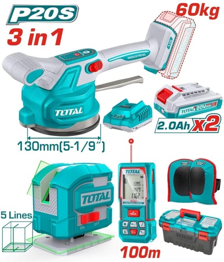[FH38987] Kit de Herramienta Vibratoria a Bateria 20V, Medidor de Distancia y Laser (promo) - Total