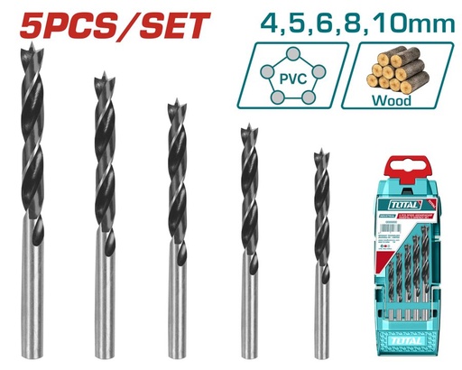 [FH38993] Juego de Mechas para Madera y Pvc 4-10MM (5 Pzs) - Total
