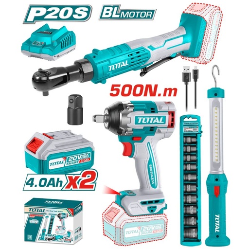 [FH38997] Kit Llave de Impacto 500NM y Cricket a Bateria 20V - 2BAT/CAR - Promo - TOSLI250981 - Total
