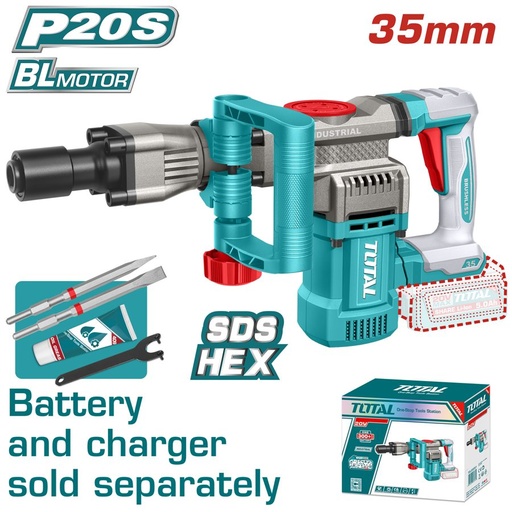 [FH39005] Martillo Demoledor a Bateria 20V 35MM 7KG (cincel Sds Hex 17MM) - sin Bat - TDBLI20358 - Total