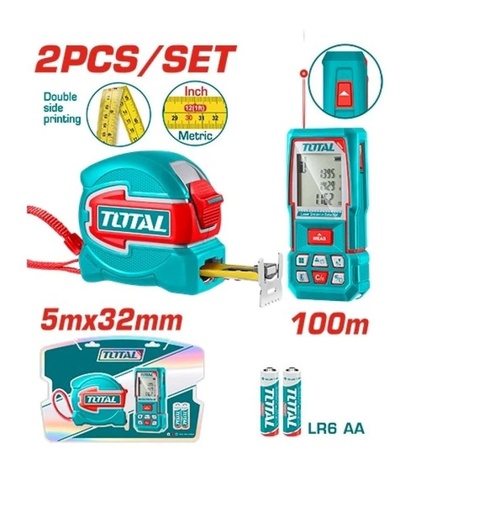 [FH39006] Medidor (detector) de Distancia 100M y Cinta Metrica 5MX32MM (promo) - Total