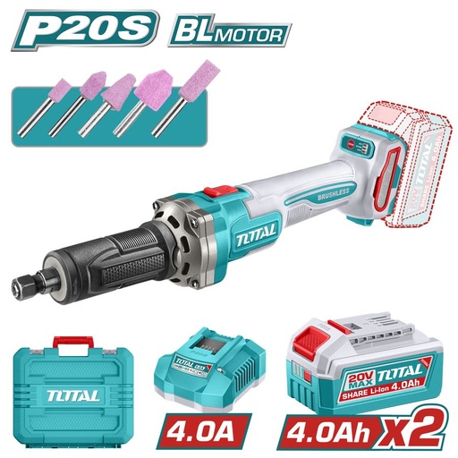[FH39023] Rectificadora 6MM a Baterias 20V - 2BAT/CAR - TDGLI2001 - Total