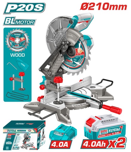 [FH39027] Sierra de Inglete a Bateria 20V 210MM - 2BAT/CAR - TMSLI20212 - Total