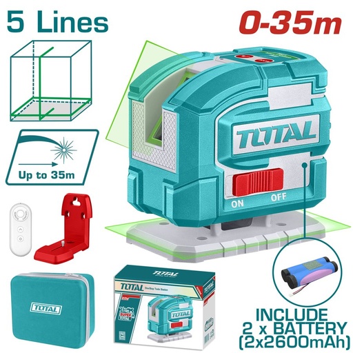 [FH39047] Nivel Láser Autonivelante 35M - Líneas 1 Vertical 4 Horizontal (verde) - TLL306502 - Total