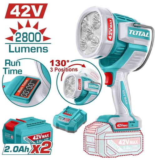 [FH39079] Lampara de Trabajo a Bateria 42V 2800LM -bat/car - TWLI42896 - Total