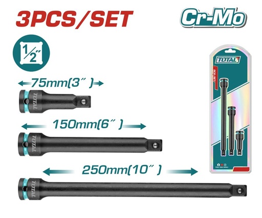 [FH39081] Juego de Barras de Extension de Impacto 1/2PULG (3 Pzs) - Total