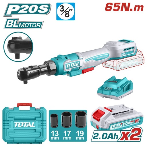 [FH39091] Llave de Impacto Criquet a Bateria 20V 65NM 3/8PULG - 2BAT/CAR - TDRLI20652 - Total