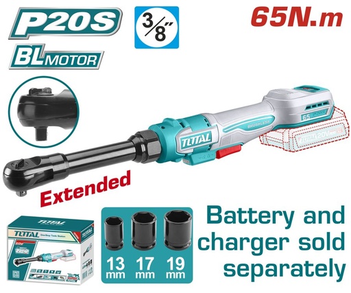 [FH39096] Llave de Impacto Criquet a Bateria 20V 65NM 3/8PULG Cuello Largo - sin Bat - TDRLI206529 - Total