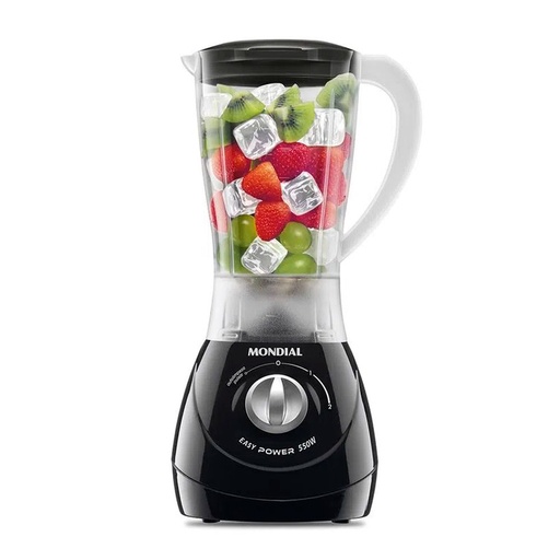 [HC39220] LICUADORA EASY POWER BLACK JARRA PP INQUEBRAVEL 2 VELOCIDADES - 550W HECHO EN BRASIL  MONDIAL