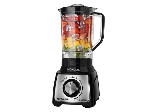 [HC39225] LICUADORA TURBO INOX BLACK 12 VELOCIDADES - 3,0L - 1200W HECHO EN BRASIL  MONDIAL