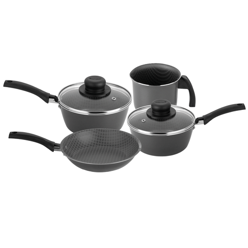[HC39305] SET COCCION 4 PIEZAS - ESSENCIAL CACEROLA16/ CACEROLA 18/ SARTEN 18/ HERVIDOR 12 LINEA: ESSENCIAL  MONDIAL