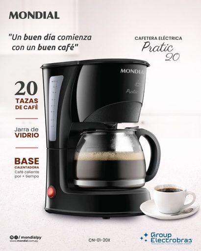 [HC39323] CAFETERA ELECTRICA PRATIC 20 MONDIAL