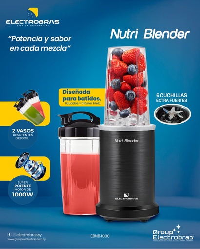 [HC39335] LICUADORA NUTRI BLENDER 1000W 2 VASOS 900ML