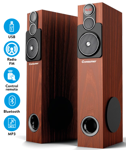 [TA39438] Speaker Tower Sistema de Audio Parlantes: 8”X2 + - Consumer