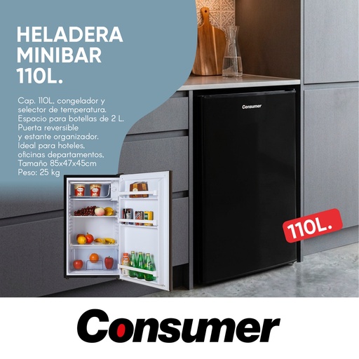 [HH39580] Heladera Minibar 110 L Negro - Consumer