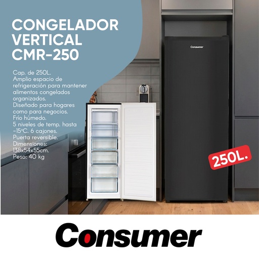 [HH39582] Congelador Vertical CMR-250 Negro - Consumer