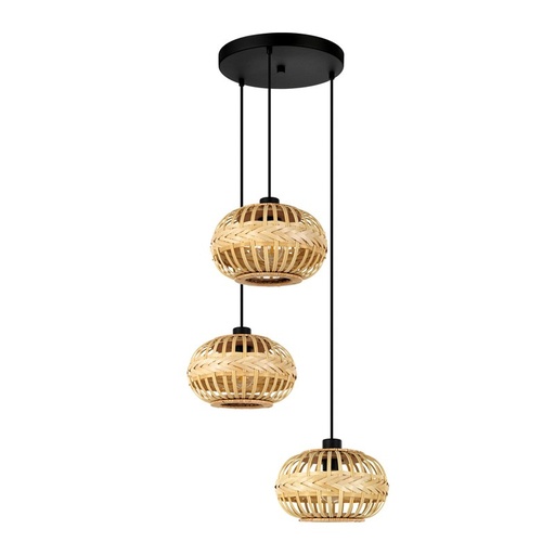 [EI39915] Colgante 3L E27 Acero/madera Amsfield 1 - Eglo