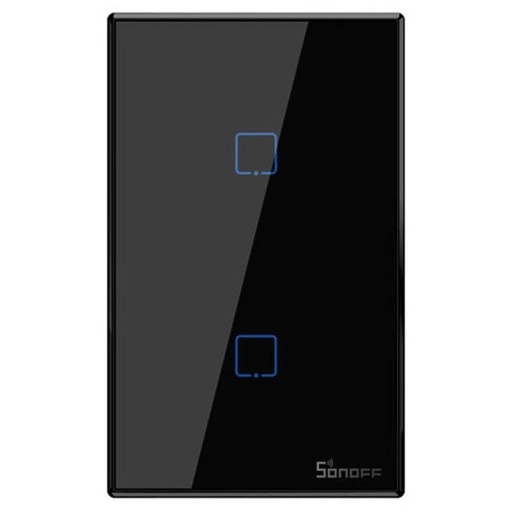 [ED39959] Interruptor WIFI 02 Modulos Negro T3us2c - Tx - Sonoff