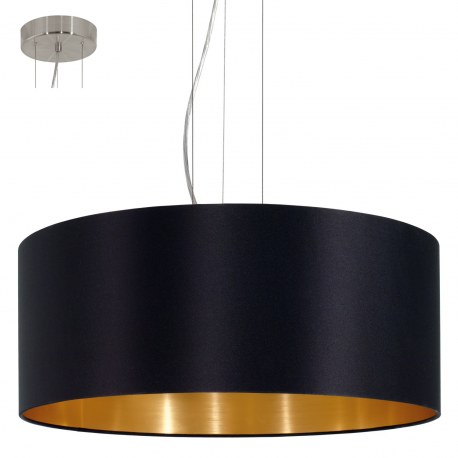 [EI40038] Colgante 3L E27 Ambar/negro Maserlo - Eglo