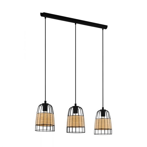 [EI40924] Colgante Anwick E27 De 3 Luces Negro/marrón Eglo
