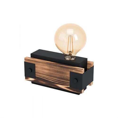 [HV40925] Velador Mesa Layham E27 De 1 Luz Madera/negro Eglo