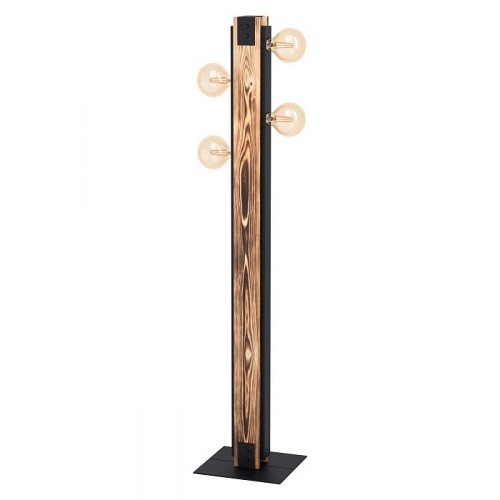 [HV40927] Velador Piso Layham E27 De 4 Luces Madera/negro Eglo