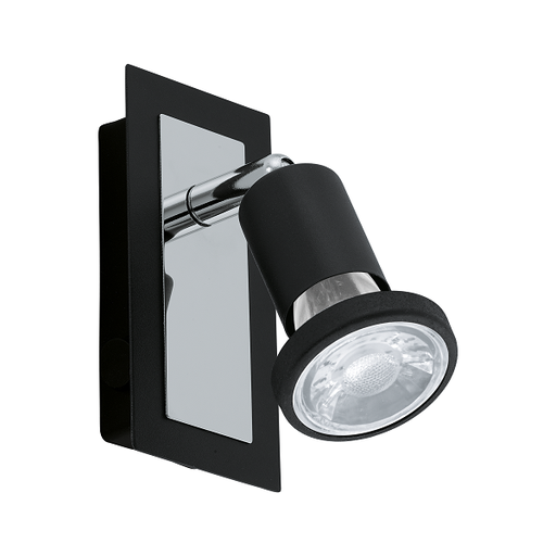 [EI41834] Aplique Sarria GU10 De 1 Luz C/ Lamp LED 5W Calida Negro/cromo Eglo