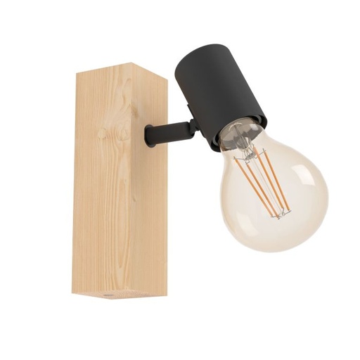 [EI41940] Aplique Ado Pared 1L E27 Madera/negro Townshend 3 - Eglo