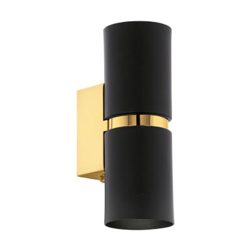 [EI42196] Aplique Bidir Passa GU10 De 2 Luces C/ Lamp LED 2X3.3W Calida Negro/dorado Eglo (outlet)