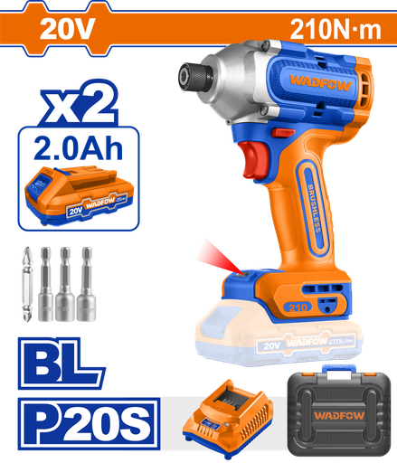 [FH42496] Atornillador De Impacto A Bateria 20V 210NM - Bat/car - Wcd2b21 - Wadfow