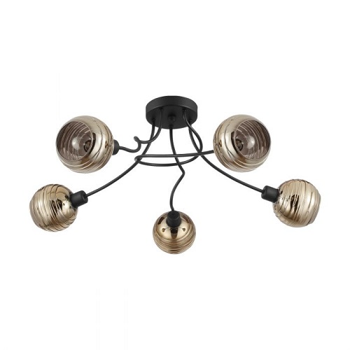[EI42554] Plafon Creppo E14 De 5 Luces Negro/dorado Eglo (outlet)
