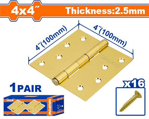[E42641] Bisagra Latón 100X100X2.5MM (2 Pzs) - Wadfow