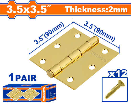 [E42651] Bisagra Latón 90X90X2MM (2 Pzs) - Wadfow