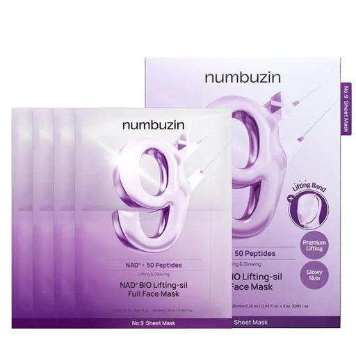 [TA42670] Mascarilla Facial Numbuzin No.9 NAD + Bio Lifting-sil Full Face - 1 Unidad