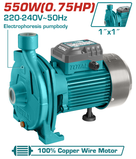 [E42767] Bomba De Agua Centrifuga 0.75HP 25MTS 100L/MIN (1pulg) - Twp25506 - Total