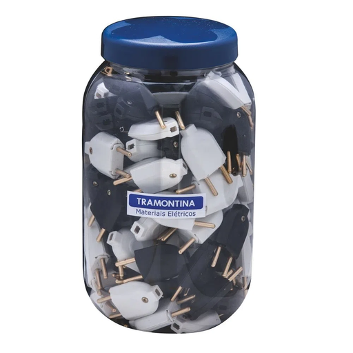 [E43398] Caramelera De Ficha Macho 10A Colores Blanco Y Negro (120 Unid) - Tramontina