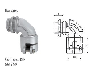 [ET43640] Conector Box Curvo 1/2 Pulg C/ Rosca - Tramontina