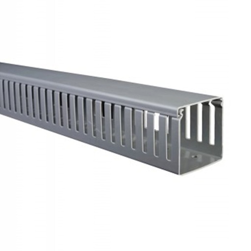 [EC43883] Canaleta Ranurada Gris Pvc 25X25 X 2MTS - Elekt